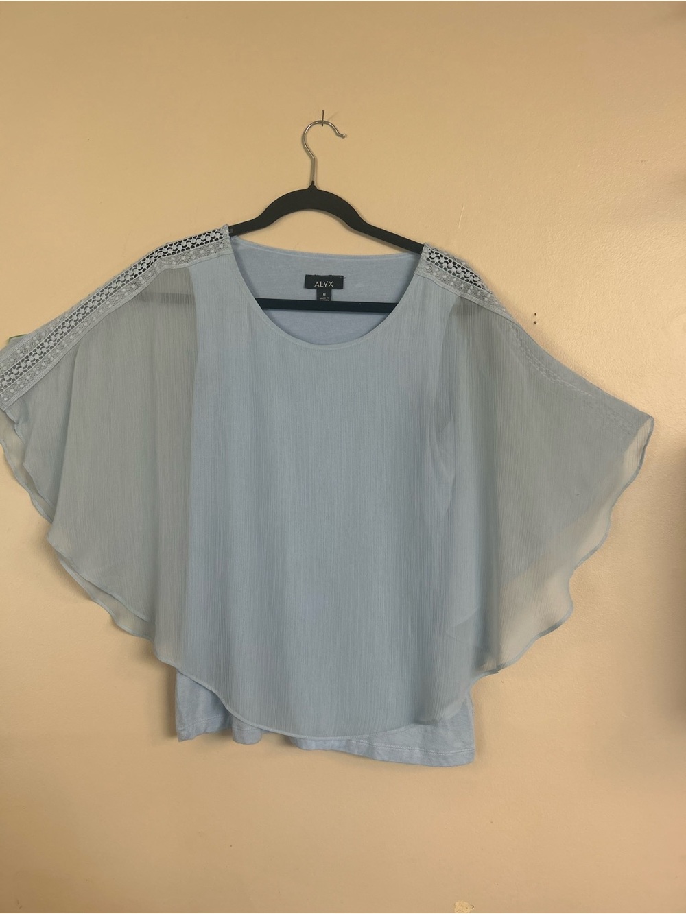 Alyx Pale Blue Sheer Batwing Blouse